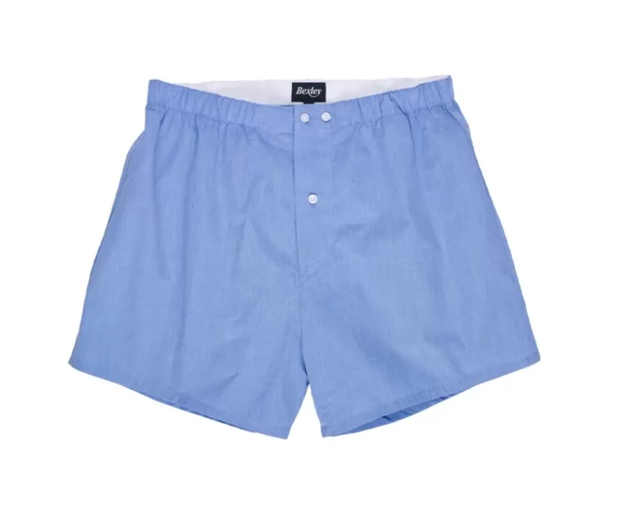 Shop Caja de 2 calzoncillos para hombre Azul liso/ Azul océano y rayas blancas Elon Boxers & Calzoncillos