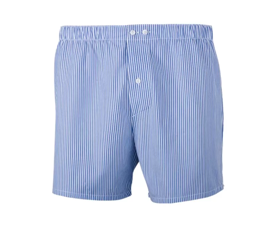 Shop Caja de 2 calzoncillos para hombre Azul liso/ Azul océano y rayas blancas Elon Boxers & Calzoncillos