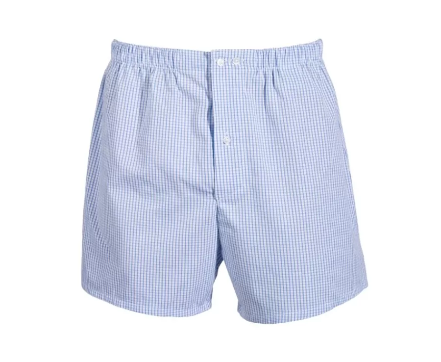 Outlet Caja de 2 calzoncillos para hombre Celeste rayado blanco / Blanco cuadrados azul Elon Boxers & Calzoncillos