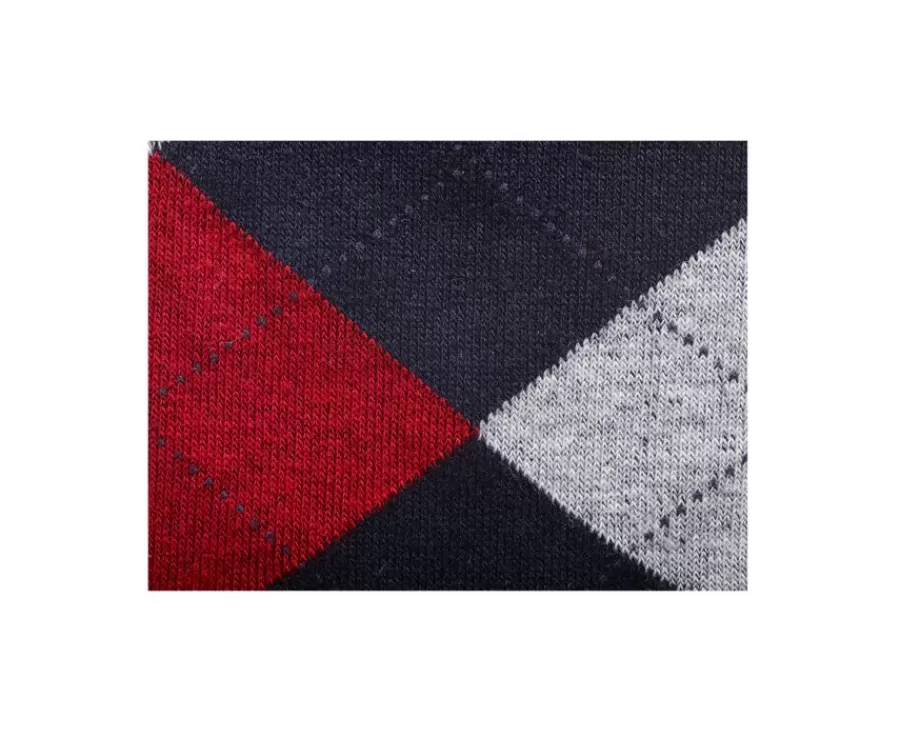 Store Calcetines de algodón grueso con diamantes Azul marino y rojo Calcetines