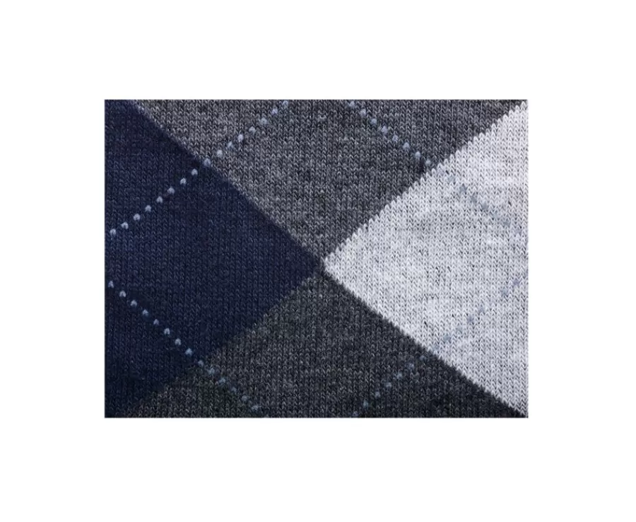 Outlet Calcetines de algodón grueso con diamantes gris antracita y azul Calcetines