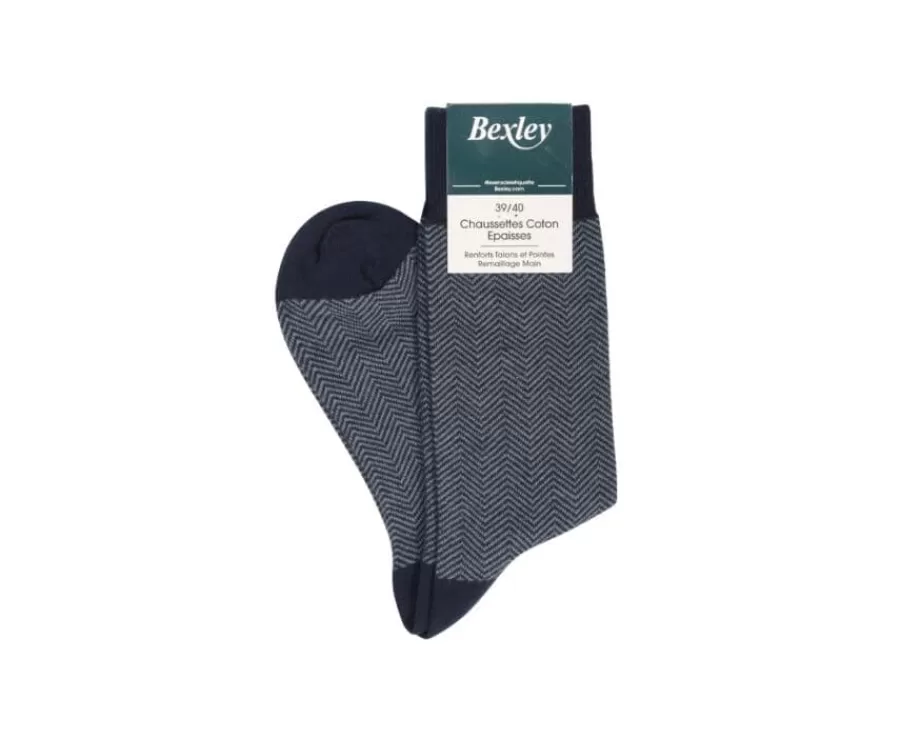 Discount Calcetines de algodón grueso con dibujo de espiga Marino y Verde Calcetines