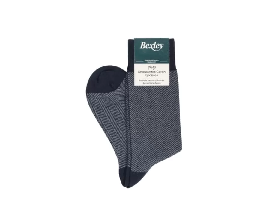 Discount Calcetines de algodón grueso con dibujo de espiga Marino y Verde Calcetines