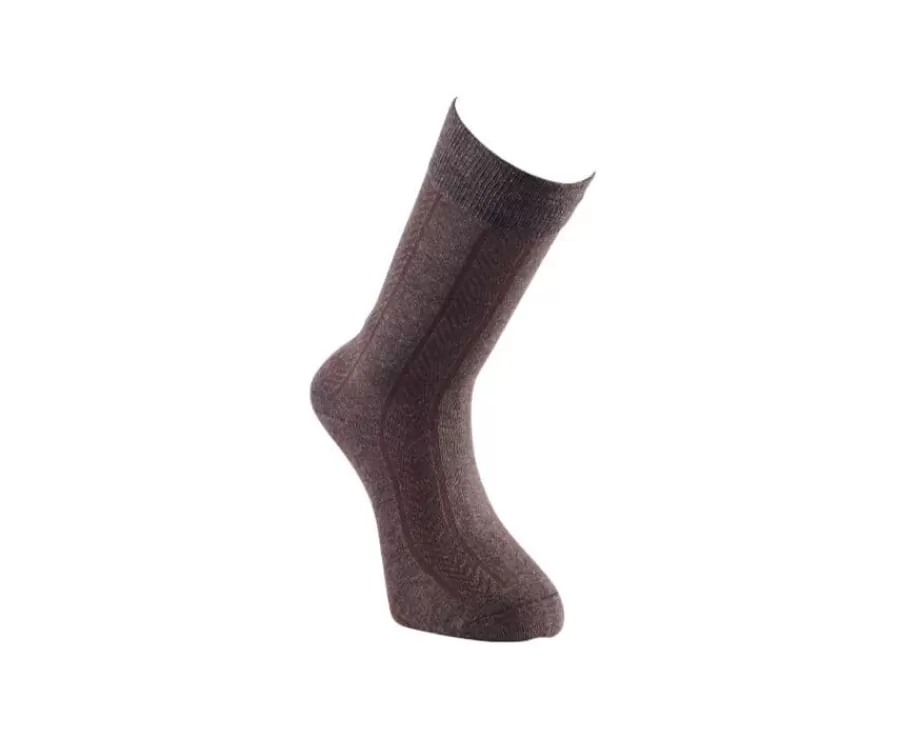 Best Sale Calcetines de algodón grueso con rayas de espiga Chocolate Moteado Calcetines