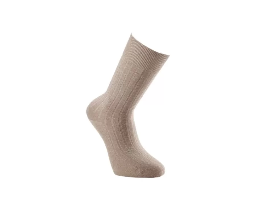 Fashion Calcetines de algodón y lino con ribete para hombre Caqui moteado Calcetines