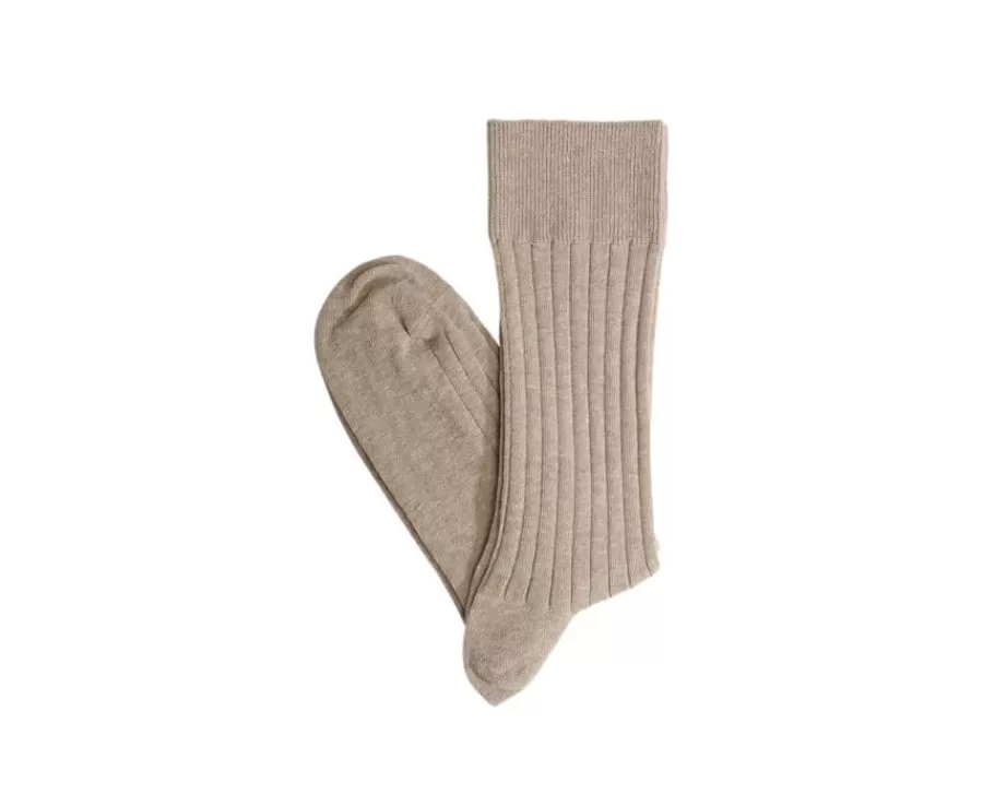 Fashion Calcetines de algodón y lino con ribete para hombre Caqui moteado Calcetines