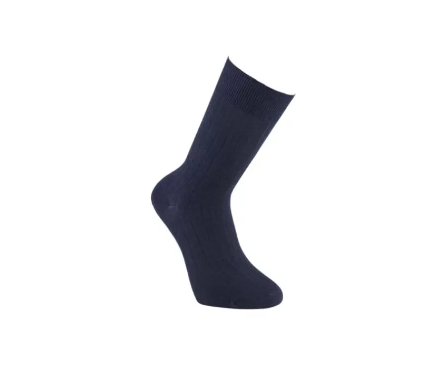 Hot Calcetines de algodón y lino con ribete para hombre Marino Calcetines