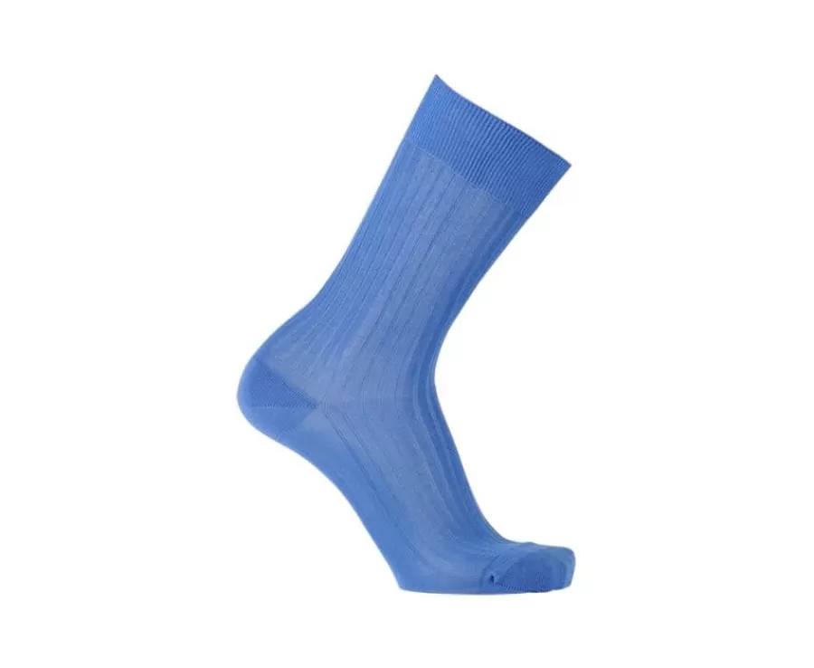 New Calcetines en canale Hilo de Escocia para hombre Azul medio Calcetines