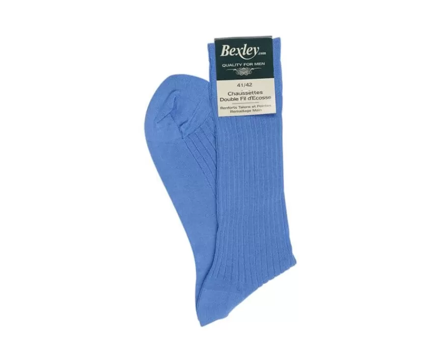 New Calcetines en canale Hilo de Escocia para hombre Azul medio Calcetines