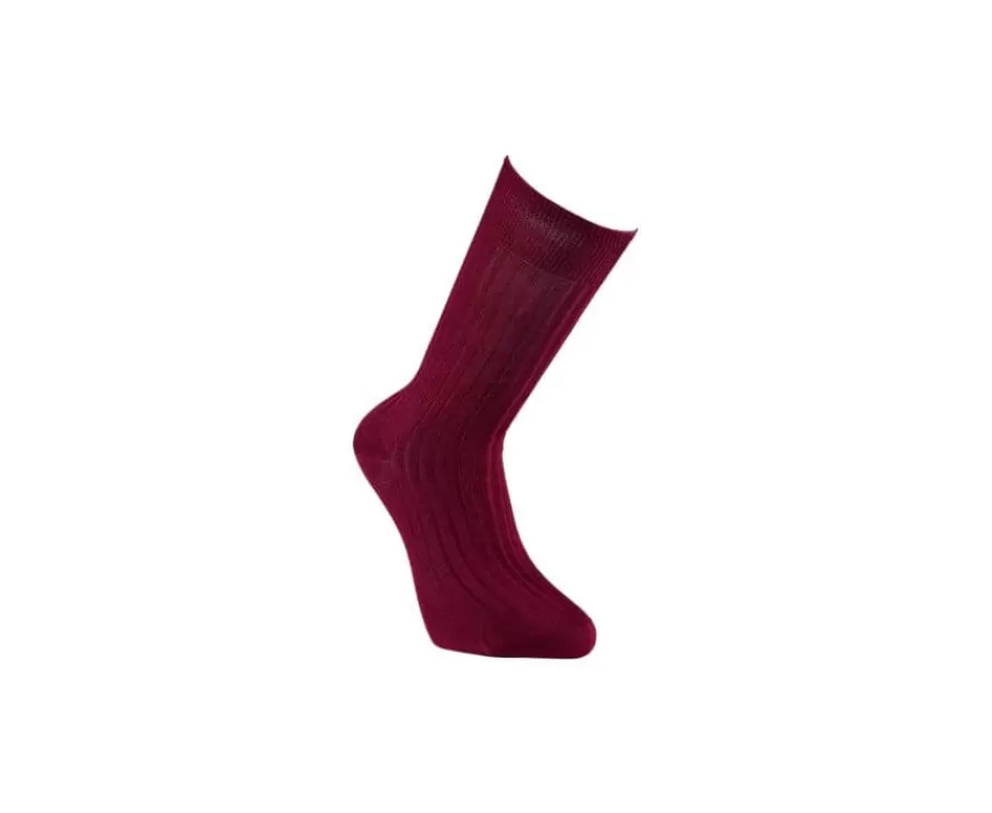 Best Sale Calcetines en canale Hilo de Escocia para hombre Burdeos Rojo Calcetines