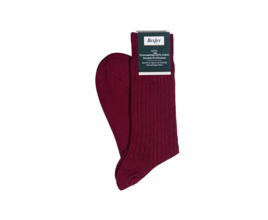 Best Sale Calcetines en canale Hilo de Escocia para hombre Burdeos Rojo Calcetines
