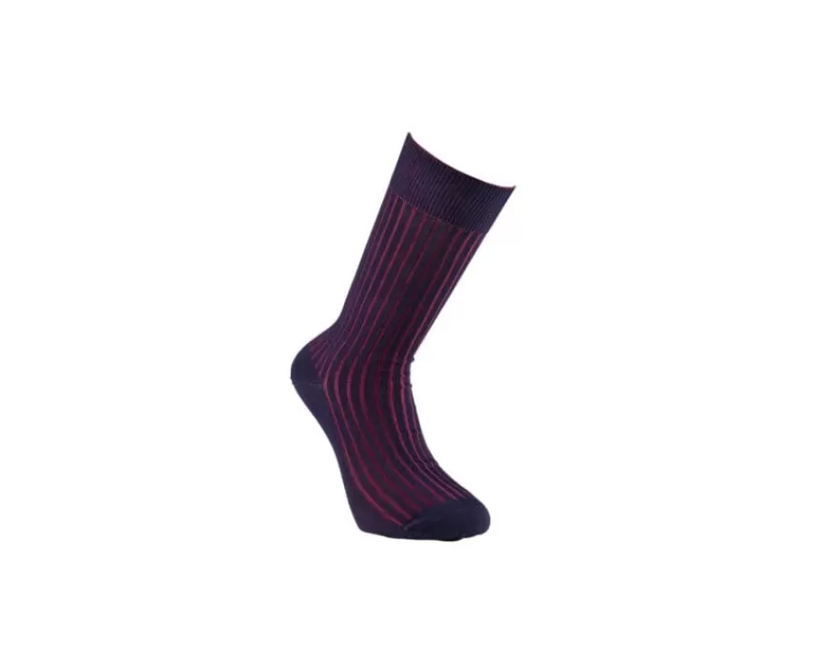Sale Calcetines en canale Hilo de Escocia para hombre Marino y Rejo Burdeos Calcetines