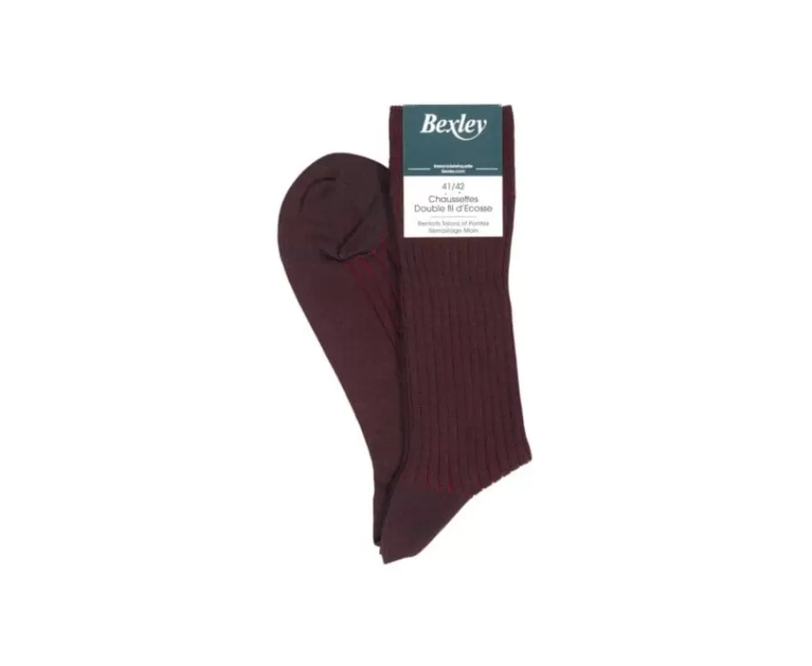 Store Calcetines en canale Hilo de Escocia para hombre Marrón y Rojo Calcetines