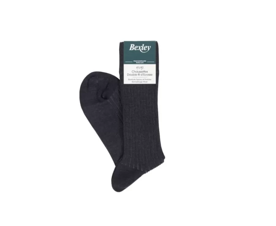 New Calcetines en canale Hilo de Escocia para hombre Negro y Gris Calcetines