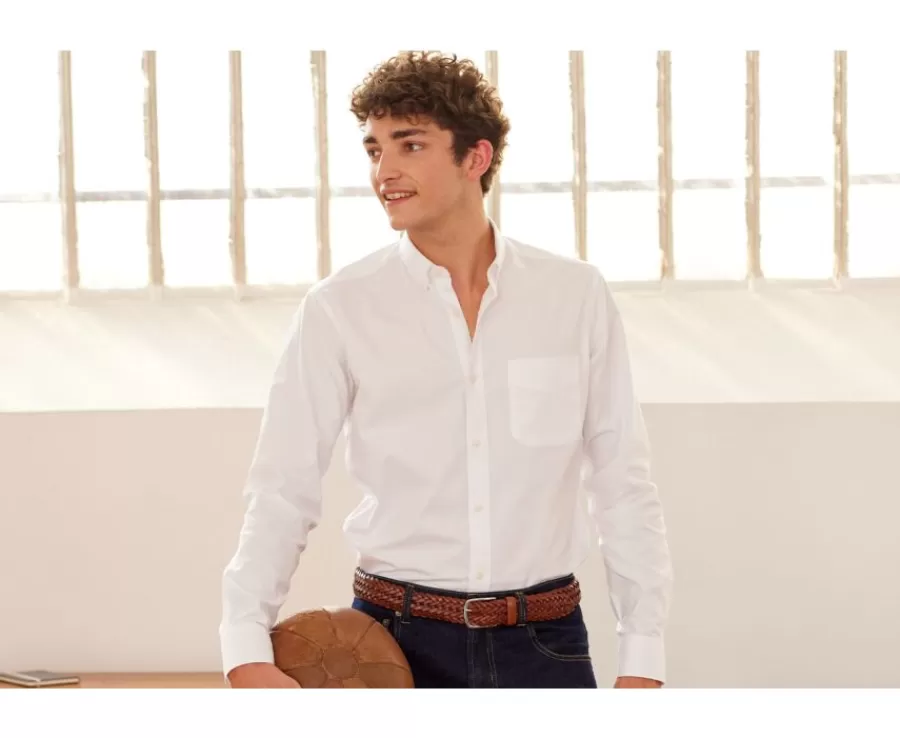 Best Sale Camisa 100% algodón Blanco - Cuello americano Evhan Camisas De Vestir | Camisas Blancas