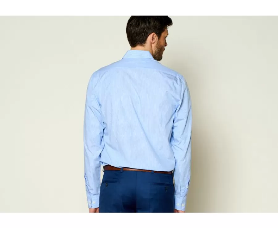 Fashion Camisa a rayas Navy y Blanca de algodón - Cuello francés Bertelin Camisas De Boda | Camisas De Vestir