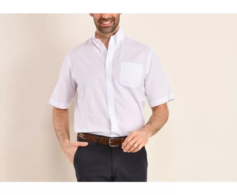 Fashion Camisa blanca de algodón y lino - Bolsillo en el pecho Colten Mc Camisas Blancas | Corte Estándar