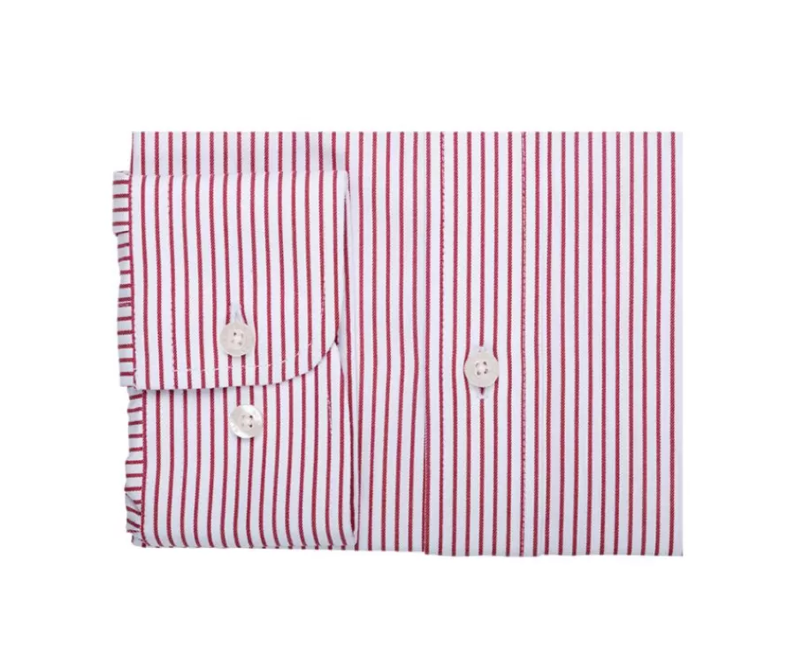Hot Camisa blanca de rayas rojos con bolsillo en el pecho Broderick Camisas De Rayas | Corte Estándar