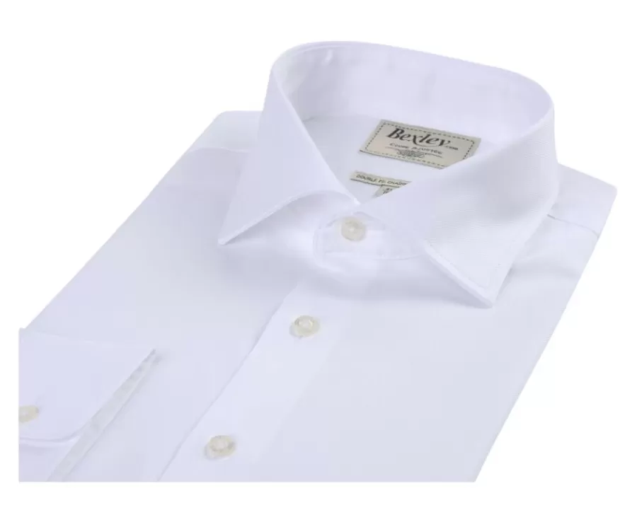 Sale Camisa blanca de sarga de algodón de doble hilo Giorgio Camisas De Boda | Camisas De Vestir