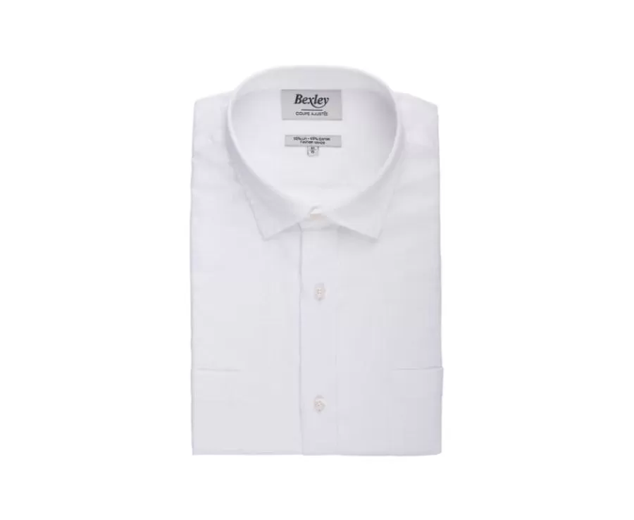 Clearance Camisa Chambray Blanco de algodón y lino  Siphérin Camisas De Boda | Camisas De Vestir