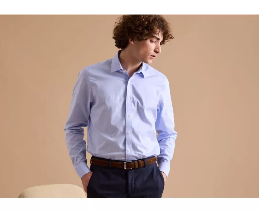 Online Camisa con finas rayas azules - Cuello francés Antoine Camisas De Boda | Camisas De Vestir