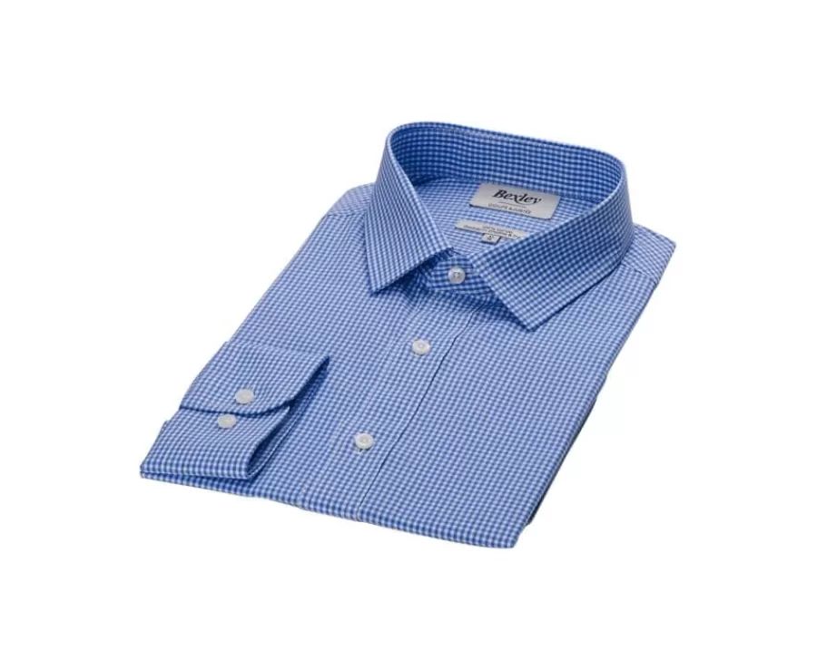 Discount Camisa de algodón Azul claro y Blanco - Cuello francés Valaire Camisas De Cuadros | Corte Ajustado