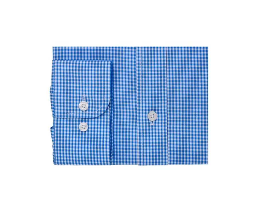 Discount Camisa de algodón Azul claro y Blanco - Cuello francés Valaire Camisas De Cuadros | Corte Ajustado
