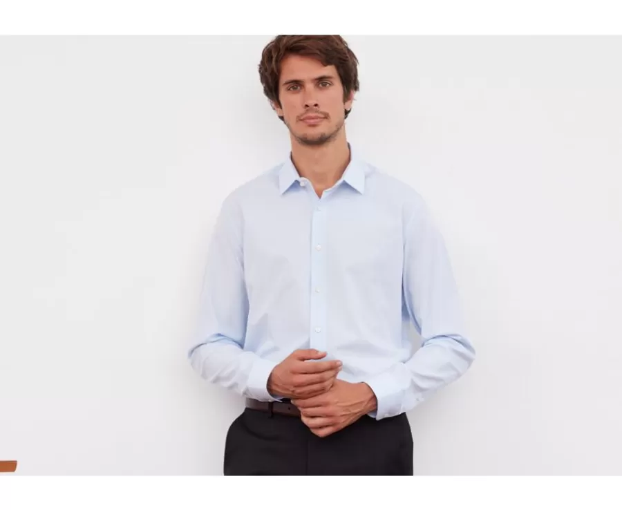 Best Sale Camisa de algodón Azul pálido - Cuello francés Louis Classic Camisas De Boda | Camisas De Vestir