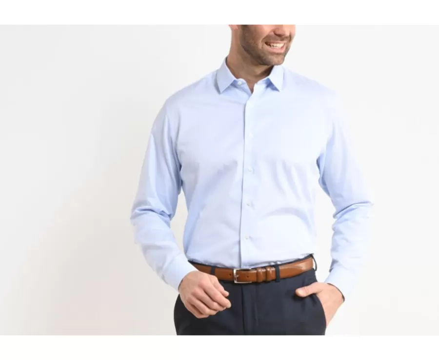 Hot Camisa de algodón Azul pálido - Cuello francés Paterne Classic Camisas De Boda | Camisas De Vestir