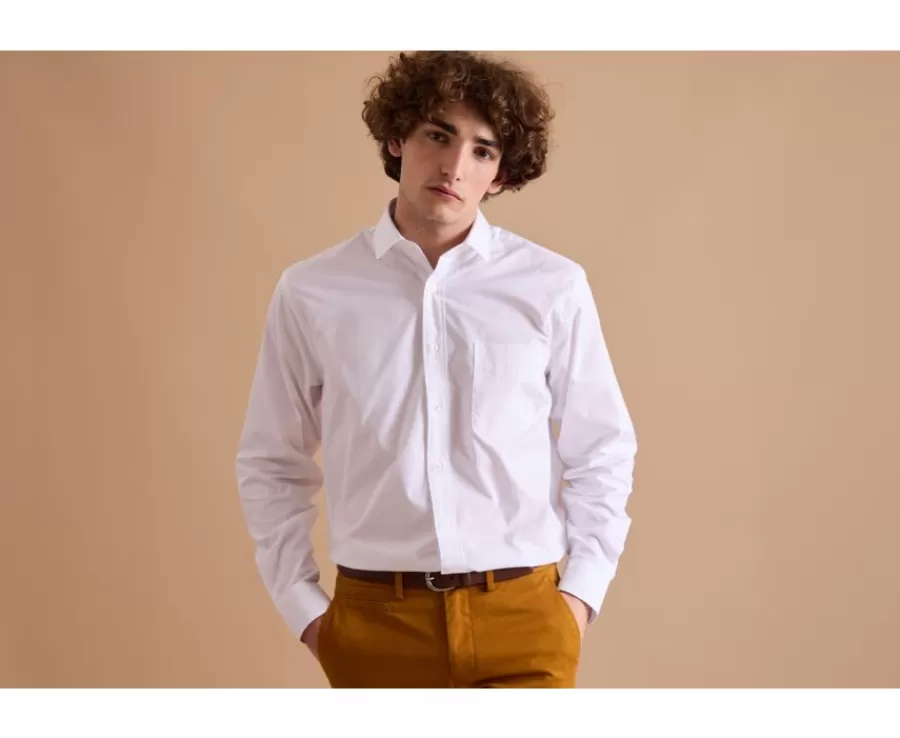 Best Camisa de algodón blanca - Bolsillo en el pecho Albert Camisas De Boda | Camisas De Vestir