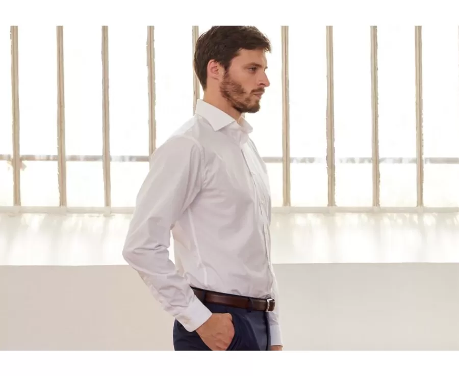 Best Sale Camisa de algodón blanca - Bolsillo en el pecho Alberto Ii Classic Camisas De Boda | Camisas De Vestir