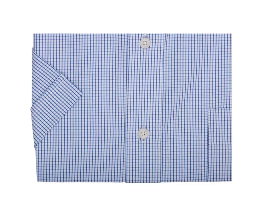 Store Camisa de algodón blanca con pequeños cuadros Azul océano Tim Mc Camisas De Cuadros | Corte Estándar
