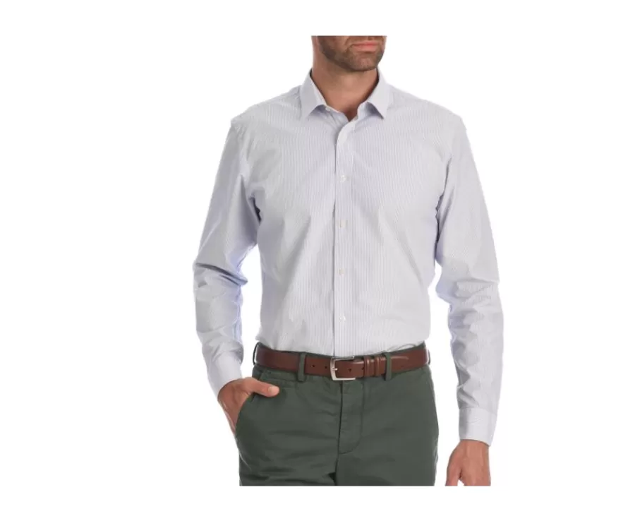 Best Camisa de algodón blanca con rayas azules Clément Camisas De Vestir | Camisas De Rayas