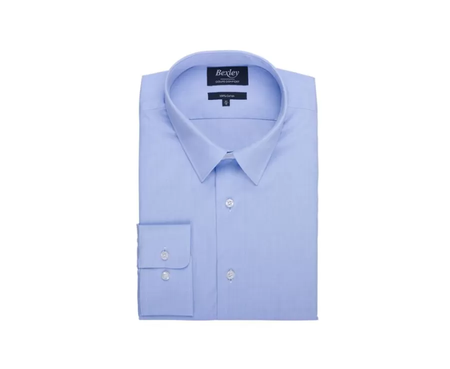 Online Camisa de algodón doble hilo azul Celeste Albert Classic Camisas De Boda | Camisas De Vestir