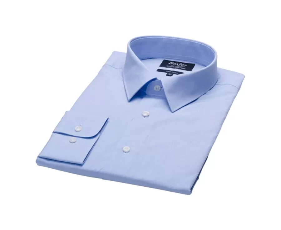 Online Camisa de algodón doble hilo azul Celeste Albert Classic Camisas De Boda | Camisas De Vestir