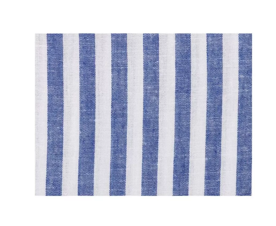 Shop Camisa de algodón y lino a rayas azules oscuras y blancas Simonin Camisas De Rayas | Corte Ajustado Recortado
