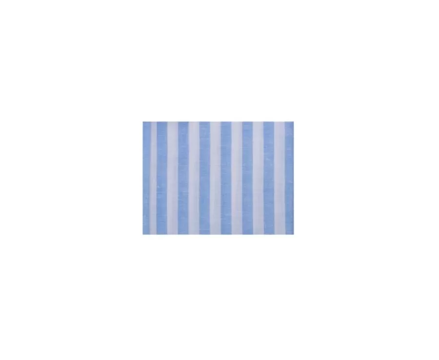 Sale Camisa de algodón y lino a rayas Celeste y Blanco Simonin Camisas De Rayas | Corte Ajustado Recortado
