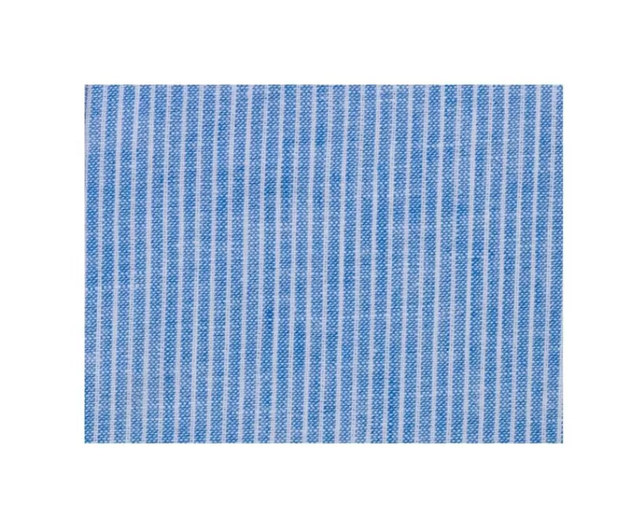 Sale Camisa de algodón y lino  Azul y Borde blanco Edibert Camisas De Rayas | Corte Ajustado Recortado