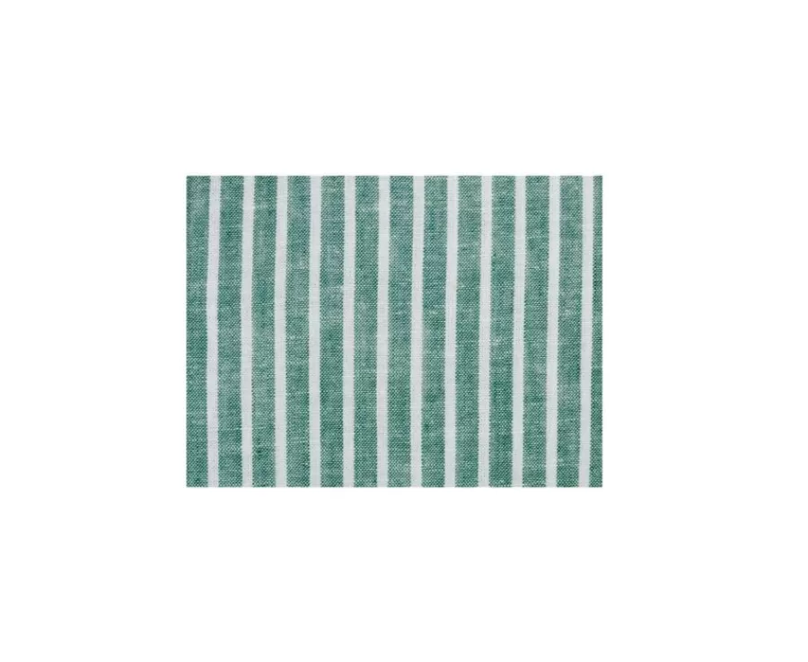 Sale Camisa de algodón y lino Chambray Vert y blanco Edibert Camisas De Rayas | Corte Ajustado Recortado