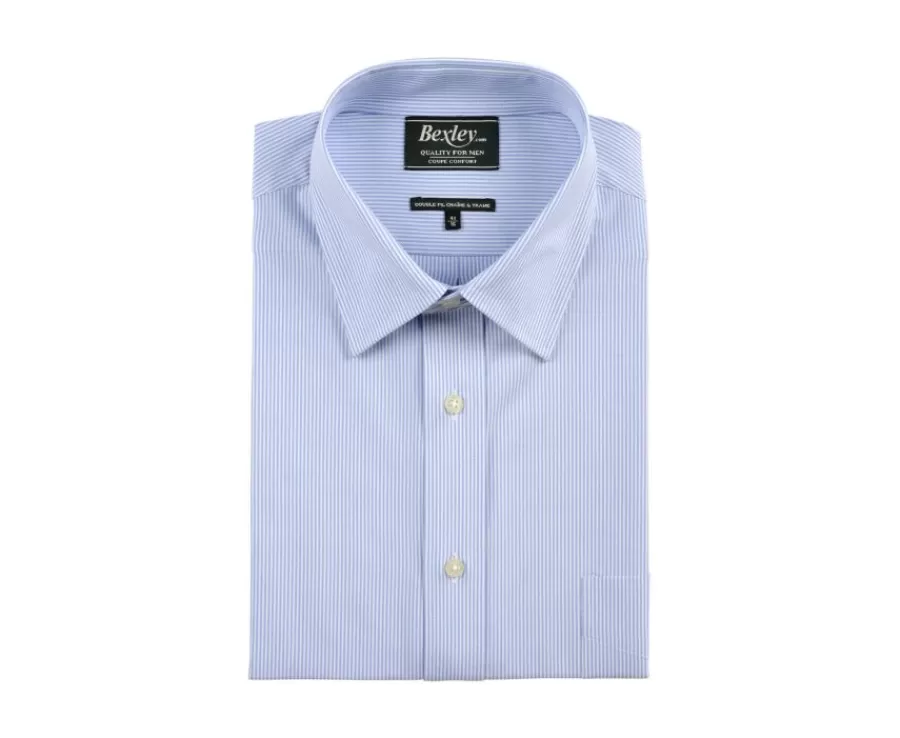 Flash Sale Camisa de finas rayas azules con bolsillo en el pecho Augustin Camisas De Rayas | Corte Estándar