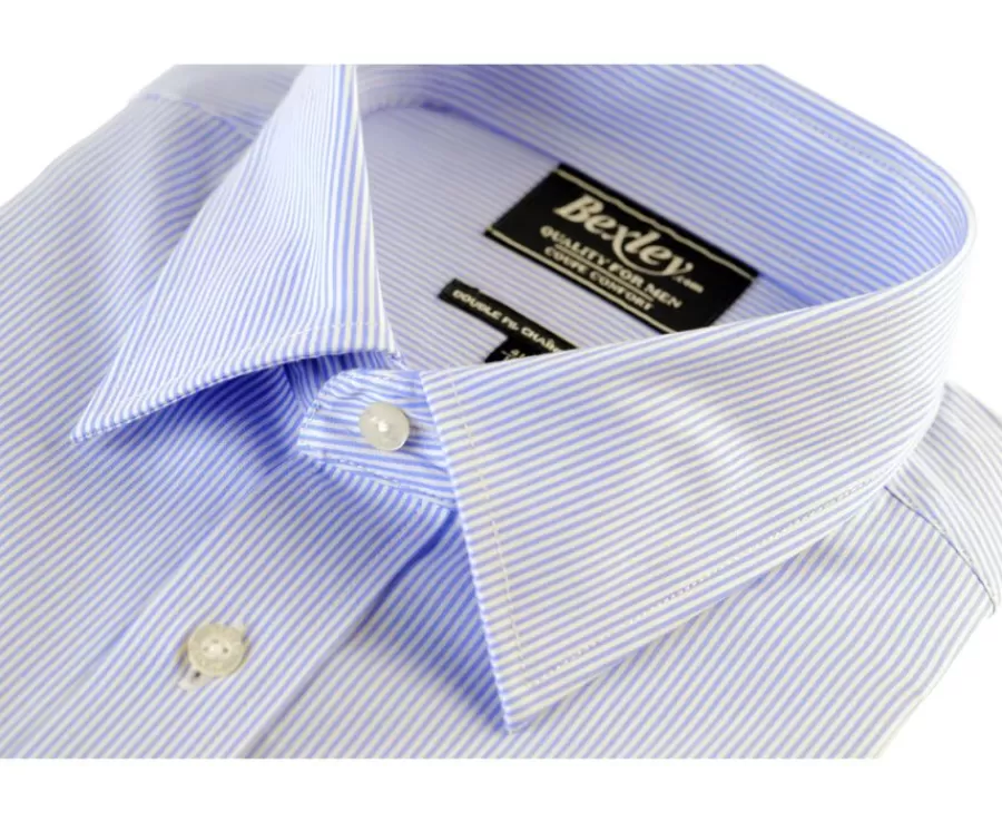 Flash Sale Camisa de finas rayas azules con bolsillo en el pecho Augustin Camisas De Rayas | Corte Estándar