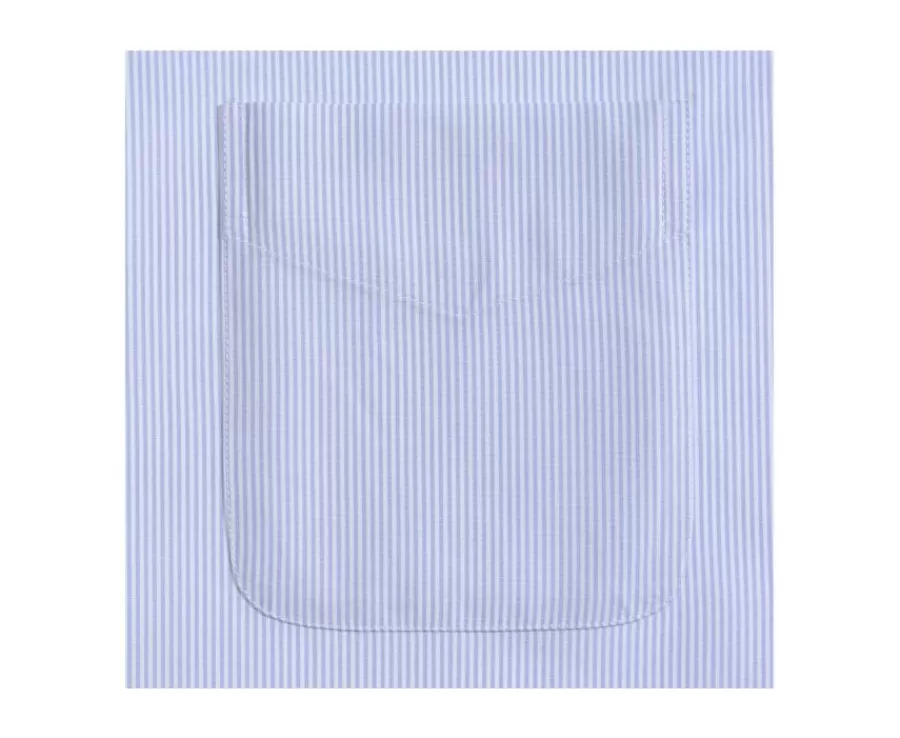 Flash Sale Camisa de finas rayas azules con bolsillo en el pecho Augustin Camisas De Rayas | Corte Estándar