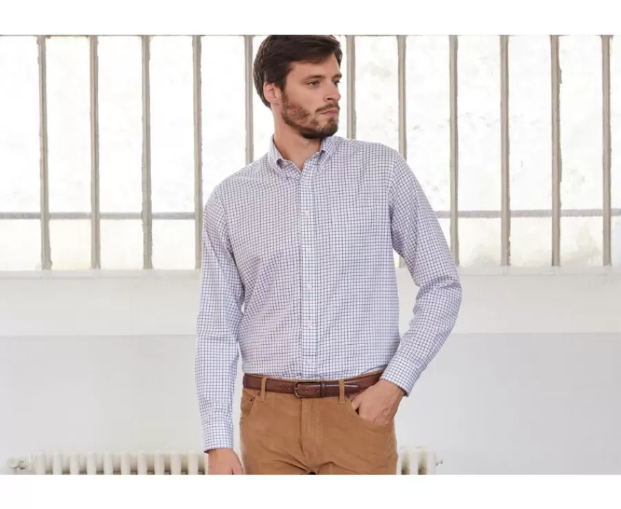 Best Sale Camisa de franela a cuadros Azul y Beige Lindsay Camisas De Cuadros | Camisas De Franela & Terciopelo