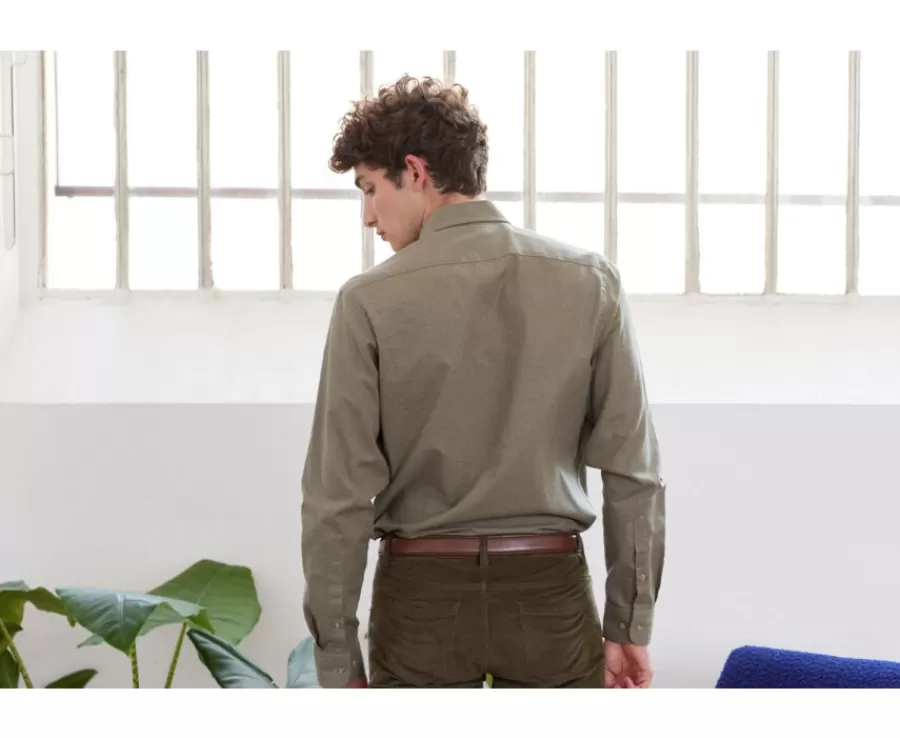 Cheap Camisa de franela Alexander Verde - Bolsillo en el pecho Alexander Camisas De Franela & Terciopelo | Corte Ajustado Recortado