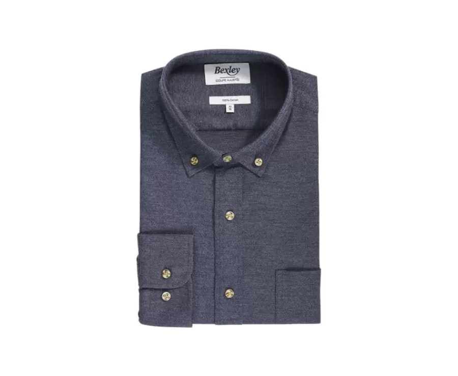 Fashion Camisa de franela Antracita Moteado - Bolsillo en el pecho Alexander Camisas De Franela & Terciopelo | Corte Ajustado Recortado