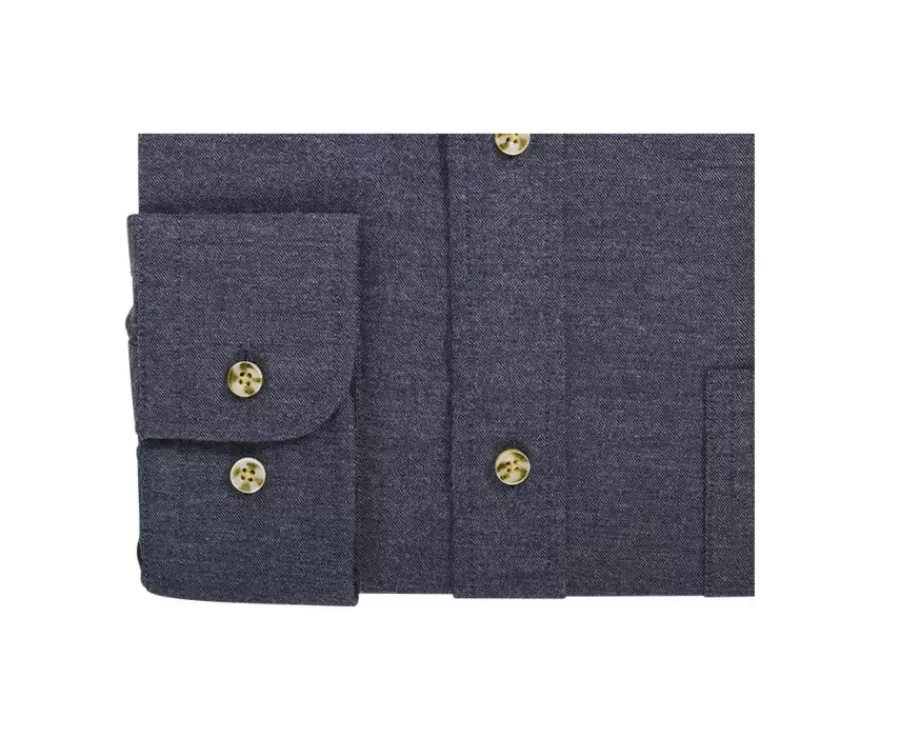 Fashion Camisa de franela Antracita Moteado - Bolsillo en el pecho Alexander Camisas De Franela & Terciopelo | Corte Ajustado Recortado
