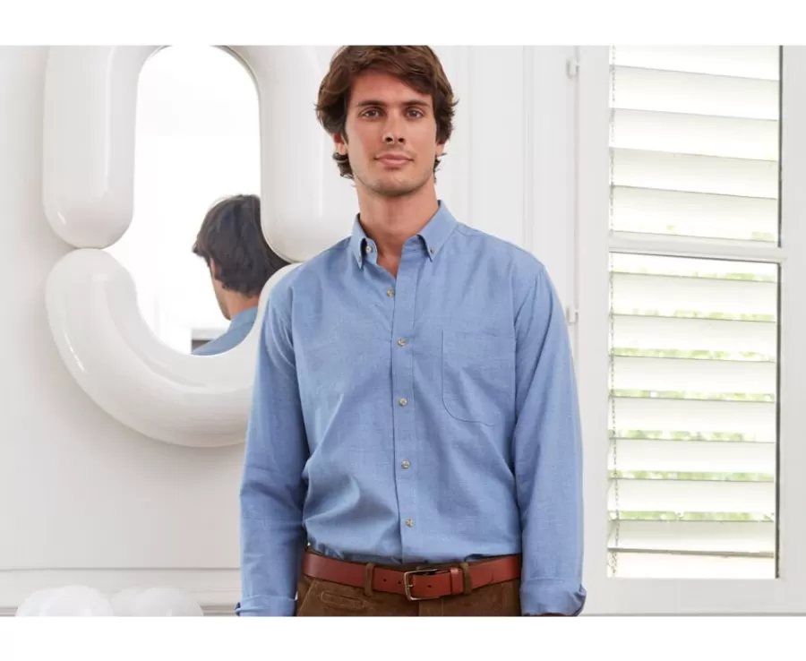 Clearance Camisa de franela azul moteado - Bolsillo en el pecho Alexander Camisas De Franela & Terciopelo | Corte Ajustado Recortado