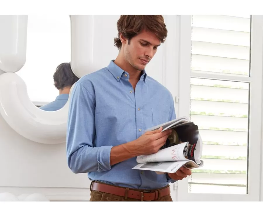 Clearance Camisa de franela azul moteado - Bolsillo en el pecho Alexander Camisas De Franela & Terciopelo | Corte Ajustado Recortado