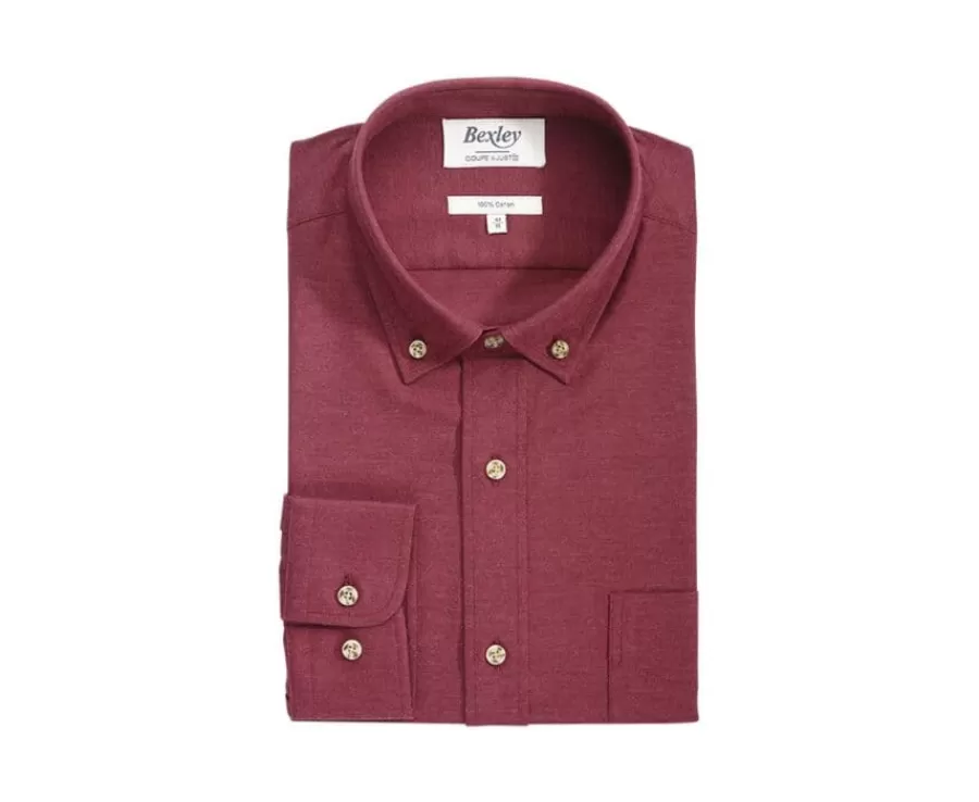 Discount Camisa de franela Burdeos Rojo - Bolsillo en el pecho Alexander Camisas De Franela & Terciopelo | Corte Ajustado Recortado