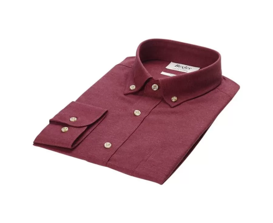 Discount Camisa de franela Burdeos Rojo - Bolsillo en el pecho Alexander Camisas De Franela & Terciopelo | Corte Ajustado Recortado
